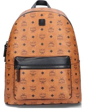 MCM Medium Stark Monogram-Print Backpack - Orange