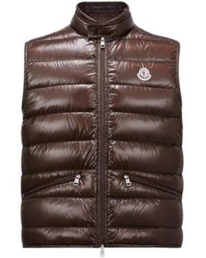 Moncler Gui Zip-Up Padded Gilet - Brown