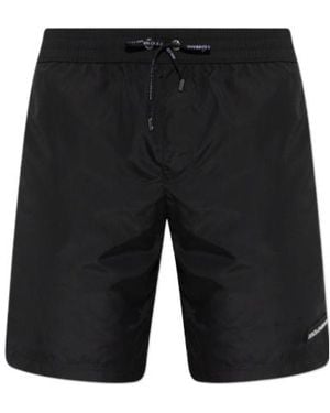 Dolce & Gabbana Logo Patch Swim Shorts - Black