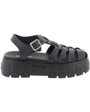 Miu Miu Thick-Soled Sandals - Black