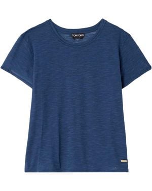 Tom Ford Logo-Plaque T-Shirt - Blue