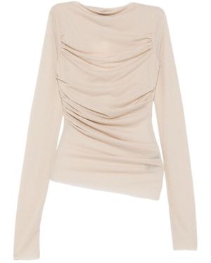 Soeur Gaia Draped Long Sleeve Top - Natural