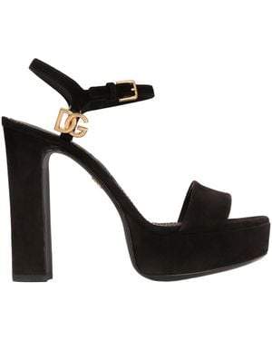 Dolce & Gabbana Suede Platform Sandals - Black