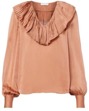 Ulla Johnson Liese Pleated Silk Satin Blouse - Pink