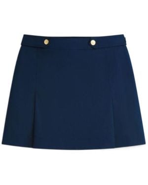 Tommy Hilfiger Pleated-Detail Button-Embellished Skirt - Blue