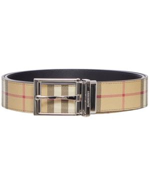 Burberry Checked Reversible Buckle Belt - White