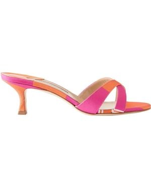 Manolo Blahnik Emilia Wickstead Callamu 50 Striped Grosgrain Mules - Pink