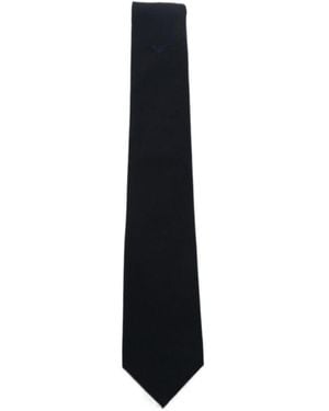 Emporio Armani Logo-Embroidered Pointed Tie - Black