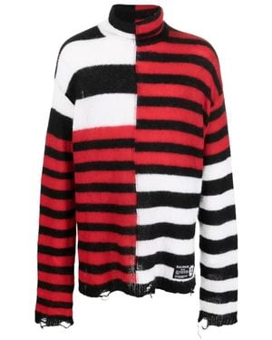 Balmain Patchwork Striped Turtleneck - Red