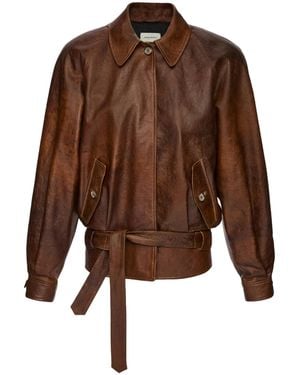 Magda Butrym Belted Leather Jacket - Brown