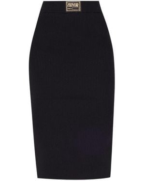 Versace Jeans Couture Couture Ribbed Knit Midi Skirt - Blue