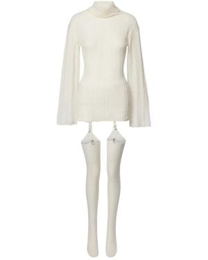AYA MUSE Long Sleeve Dress With Socks - White