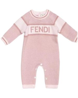 Fendi Logo-Embroidered Romper - Pink