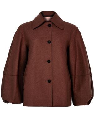 Harris Wharf London Puff-Sleeved Jacket - Brown