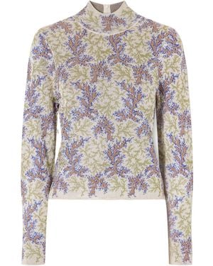 Rabanne Highneck Longsleeve Knit Top - White