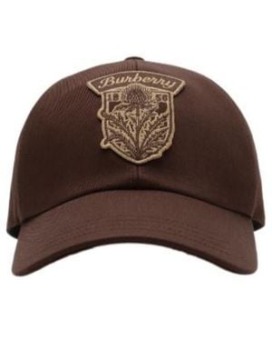 Burberry Thistle Shield Gabardine Baseball Cap - Brown