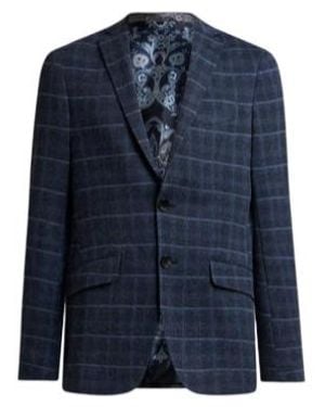Etro Single-Breasted Jacket With Check Motif - Blue