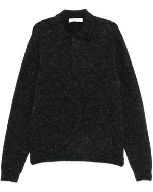 sunflower Long-Sleeved Knitted Polo Shirt - Black