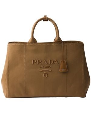 Prada Jardinière Extra-Large Cotton Canvas Tote Bag - Natural