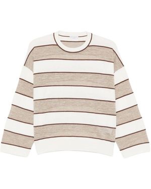 Brunello Cucinelli Striped Knitted Jumper - Natural