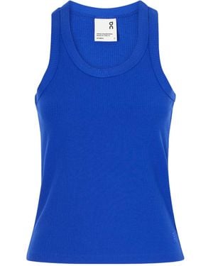 On Shoes Ribbed Stretch Lyocell And Cotton-Blend Tank - Blue