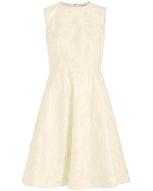 Moncler Floral-Jacquard Cotton-Twill Mini Dress - Natural