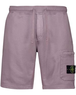 Stone Island Drawstring Fleece Shorts - Purple
