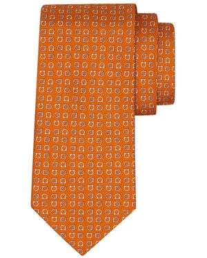 Ferragamo Ferragamo Geometric Motif Pointed Tip Tie - Orange