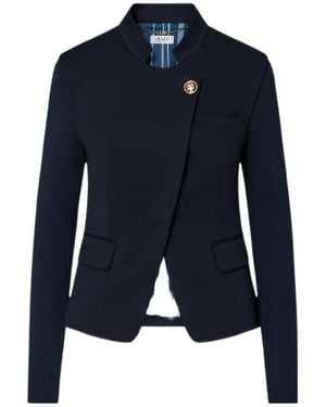 Liu Jo Asymmetric Knit-Sleeve Jacket - Blue