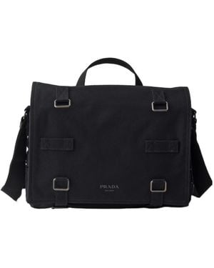 Prada Canvas Shoulder Bag - Black