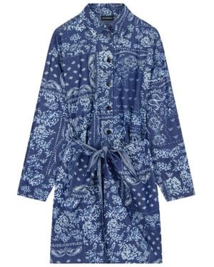Emporio Armani Bandana-Print Tie-Front Asymmetric Dress - Blue