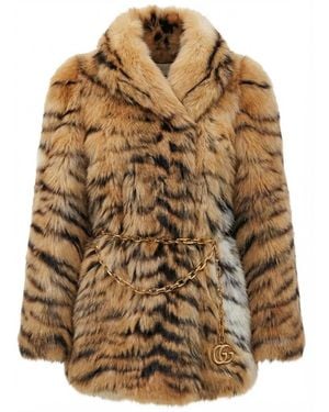 Gucci Smooth Long Shearling Coat - Brown