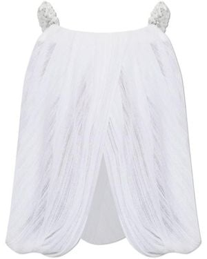 Balmain Draped Beaded-Strap Top - White