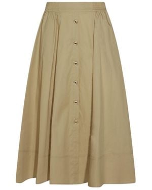 Twinset Elastic Waist Midi Skirt - Natural