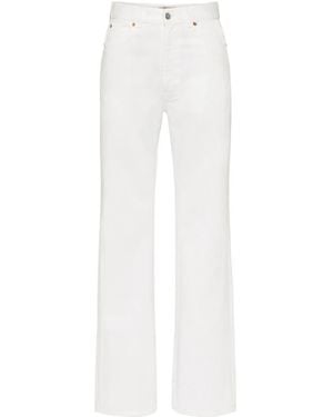Valentino Logo Printed Straight Leg Jeans - White