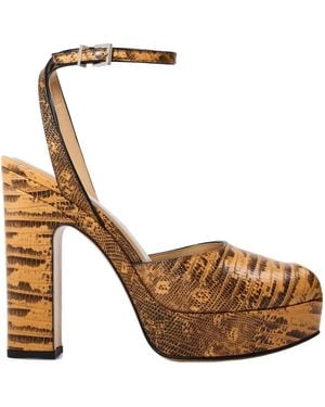 Fendi Snake Print Platform High Heels - Brown