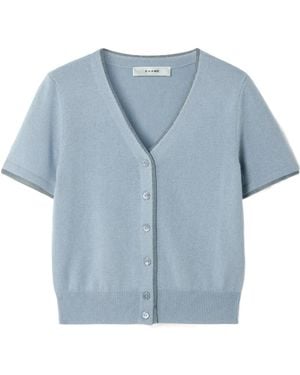 FRAME Short-Sleeved Cashmere Cardigan - Blue