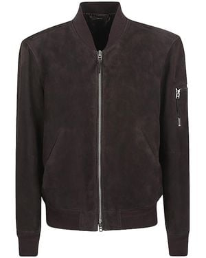 Tom Ford Suede Leather Bomber Jacket - Black