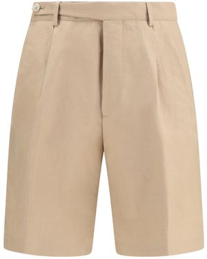 Brunello Cucinelli Pleated Bermuda Shorts - Natural