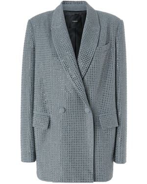 Pinko Embellished Double-Breasted Oversized Blazer - Blue