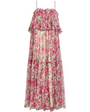 Chloé Floral Chiffon Dress - Pink
