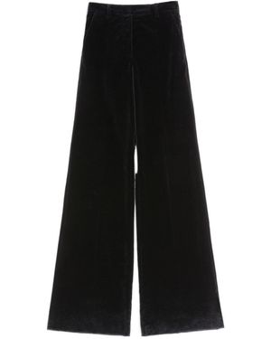 Valentino Wide Leg Velvet Trousers - Black