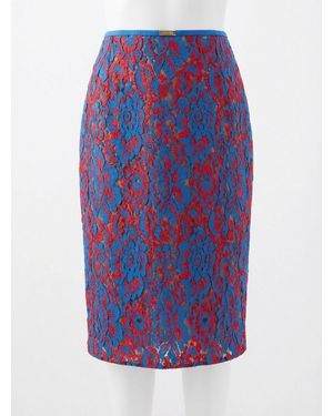 Gucci Floral Lace Wool Skirt - Blue