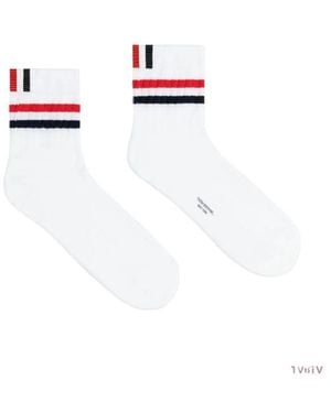 Thom Browne Rwb Ankle-Length Socks - White
