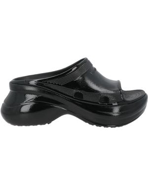 Balenciaga Minimalist Single-Band Slide Sandals - Black