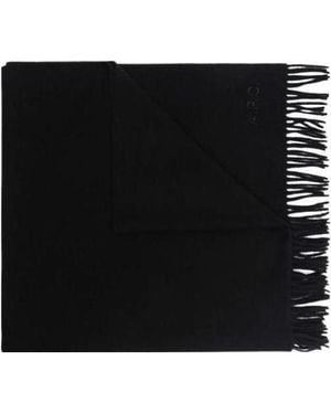 A.P.C. Logo Embroidered Fringed Scarf - Black