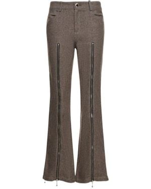 ANDERSSON BELL Aika Zipper Flare Casual Trousers - Grey