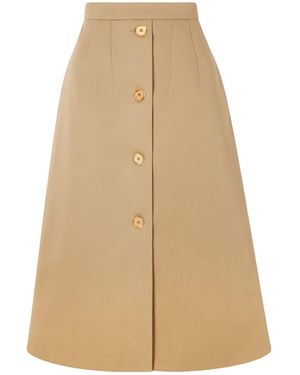 Patou Button-Fastening Midi Skirt - Natural