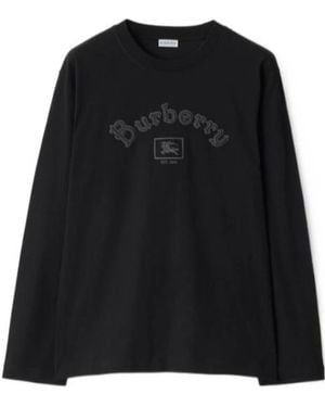 Tシャツ・カットソー Burberry Long sleeve t-shirts Burberry Men's Gray Long Sleeve Crewneck T-Shirt | eBay
