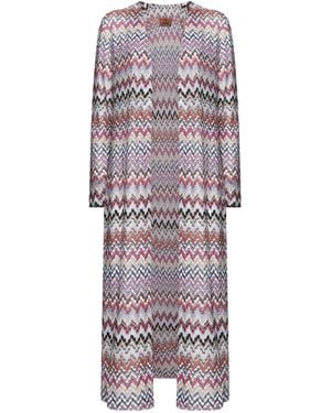 Missoni All-Over Patterned Long-Sleeved Cardigan - Purple